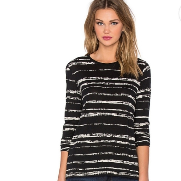 Vince Tops | Vince Shadow Stripe Print Long Sleeve Jersey Tee | Color: Black - Picture 14 of 14